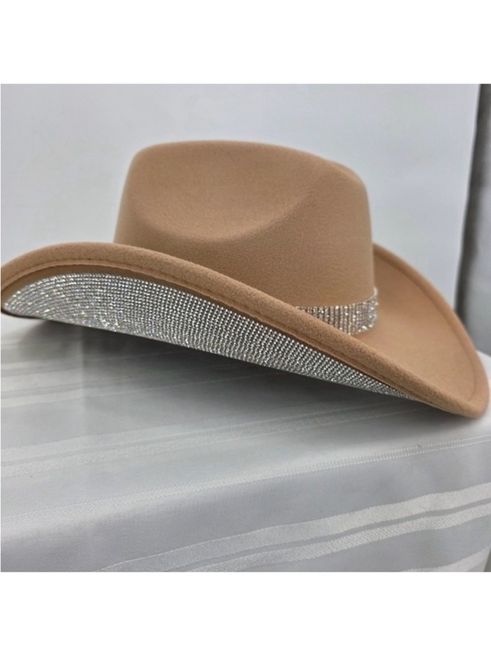 CC Boutique Accessories - Western Cowgirl Hat with Crystal Band and brim